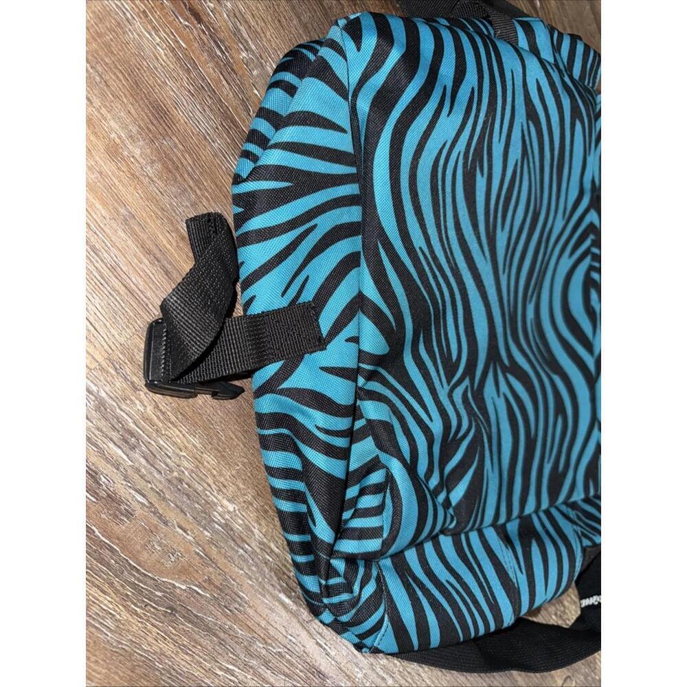Yak Pak Turquoise& Black Zebra Print Laptop Book Bag Travel Shoulder Strap Bag - Picture 5 of 10